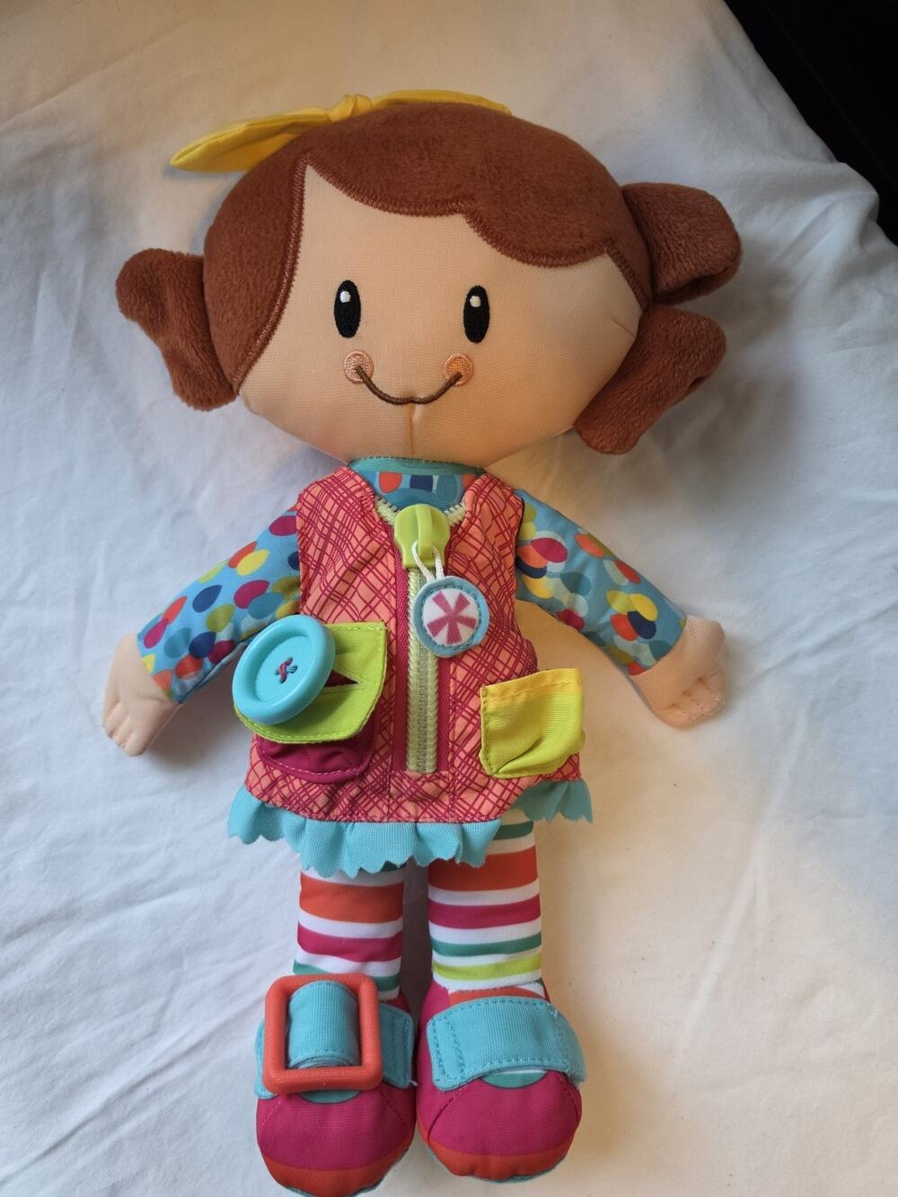 Playskool DRESSY KIDS 14in Girl Cloth Doll Button Zip Buckle Fasten Tie 2014